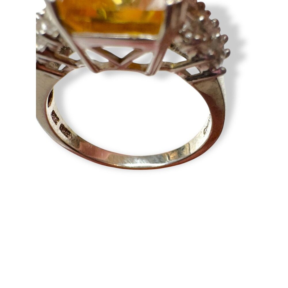 Sterling Silver Ring With Citrine & White Spinel Size 10.5 - Picture 8 of 8